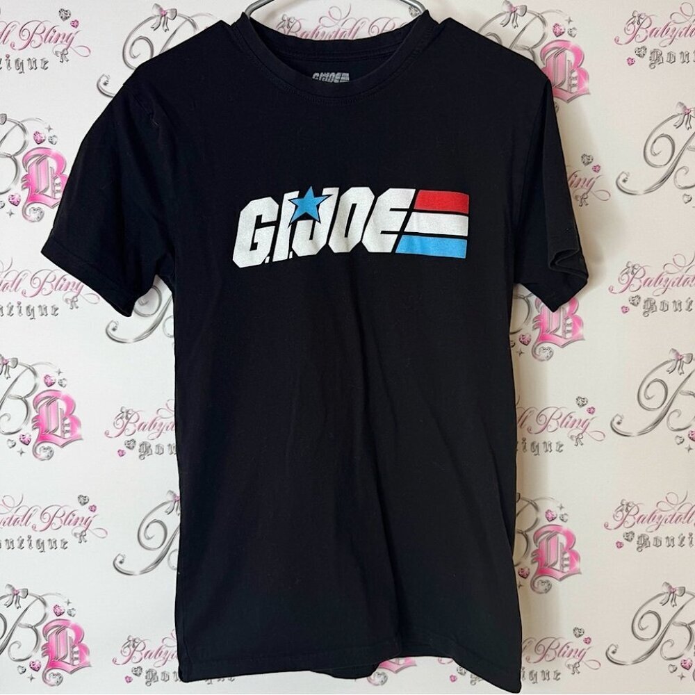 Hasbro G.I. Joe Black Tee tshirt logo graphic stretchy shirt top blue red white